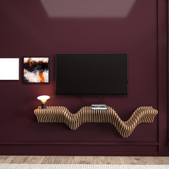 Modern Parametric Floating Wall Shelf: MDF TV Unit