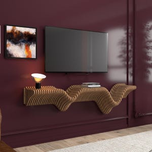 Modern Parametric Floating Wall Shelf: MDF TV Unit image 8
