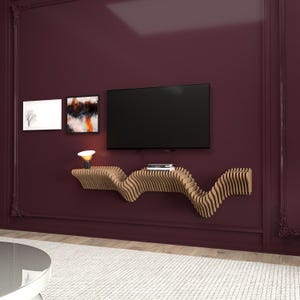 Modern Parametric Floating Wall Shelf: MDF TV Unit image 10