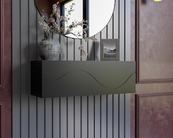 Floating Wall Console Shelf | Minimal Modern MDF Entryway | Custom Size Vanity Shelf