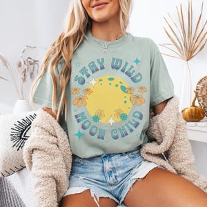 Comfort Colors Hippy T-Shirt - Unisex Stay Wild Moon Child Hippy Shirt - Boho Hippy, Happy Hippy, Retro Hippy, Hippiness Shirt, hippie tee