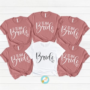 Camiseta de novia, camiseta de novia, camiseta de boda, regalo para la fiesta nupcial, camiseta de novia, regalo de propuesta de dama de honor, camisetas de novia y equipo de novia