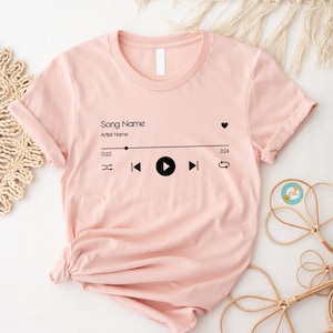 Maglietta con nome musicale personalizzato, maglietta con nome canzone personalizzato, maglietta con canzone preferita, lettore musicale personalizzato, maglietta musicista, canzone preferita, musica personalizzata