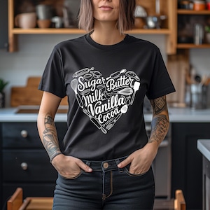 Bäckerei Herz Shirt, Backen Themed T-Shirts, Backen Geschenke für sie, Backen T-Shirt, Bäckerei Geschenk Shirt, Backen Liebhaber Shirt, Baker Shirts