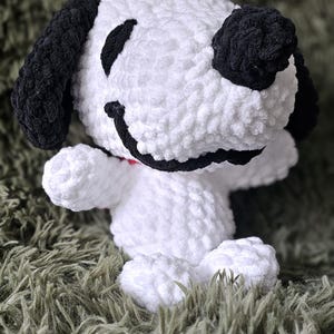Handmade Crocheted Retro Black & White Dog
