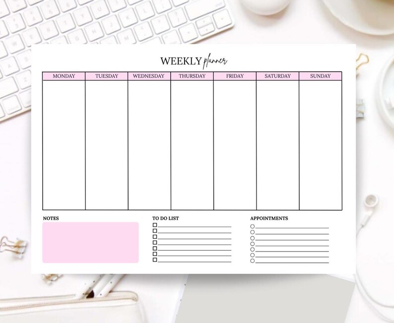 Printable Weekly Planner Template | Minimalist A4 Digital Download ...