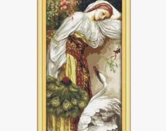 Printed Cross Stitch Kit, Embroidery Aida 14 16 or 11CT, Painted Cotton Fabric Canvas, Beginners, Classical Imagery