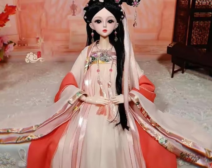Art Doll, Customizable, Traditional Costume, Beaded Headdress, Handmade, 57 cm, Makeup, Full Set BJD 1/3, Detaile, Lunar New Year Gift