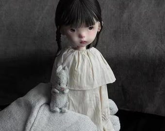 Art Doll, Customizable, Asian Little Girl, Handmade, Full Set, Dark Wig, Choose Skin, Clothes, Shoes, Makeup, 26 cm, Poseable BJD