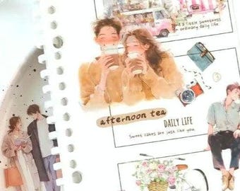 Washi stickers, "Boy Crush Albums", Scrapbook ephemera, Junk journal Diario, Many Designs, LARGE, Phone/Bookbag Decor, Young Fun Gift Wrap