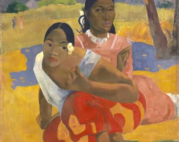 Embroidery DIY Kit, Paul Gauguin Masterpiece Painting, Printed Cotton Canvas, Cross Stitch Aida 14CT, 40x50 cm, Kwanzaa, MLK Day gift