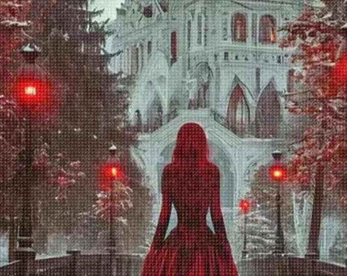 DIY Cross Stitch Kit, Winter Castle, 11CT, Printed Canvas, 40x70, DIY Embroider Decor or Gift, Snow Seasonal, Holidays, Christmas