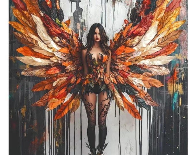 DIY Paint by Numbers Kit, Goth Autumn Angel, LINEN Canvas, Framed or Unframed, Multiple Sizes, Learn a New Craft, Dramatic All Year Round