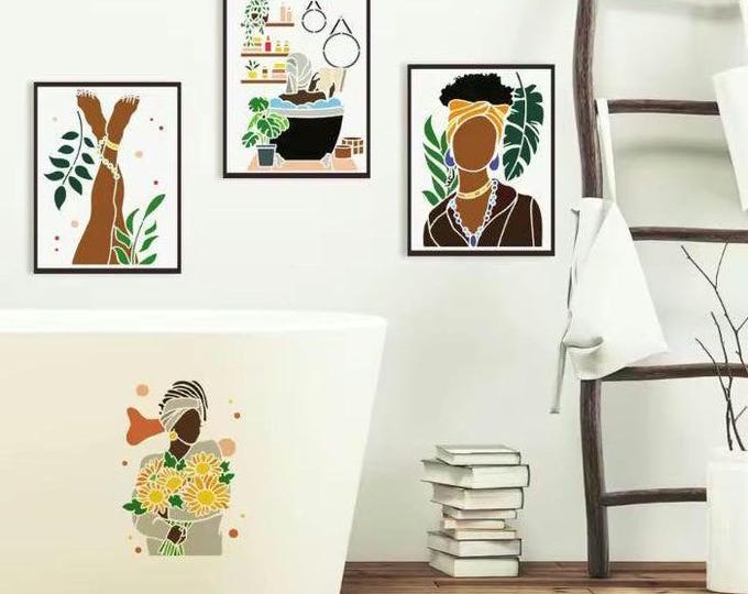 6 LARGE Stencils Kit for DIY Painting, Reusable, BUNDLE of 6 Templates, Great on Walls, Signs, Fabric, Wood, Tile, Ceramics, to Ice Cakes