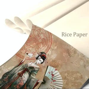 Classical Japanese High Society Rice Paper, Scrapbook, Junk Journal, Decoupage, DIY Cards or Planner Decor, Gift Wrap, 8 pieces