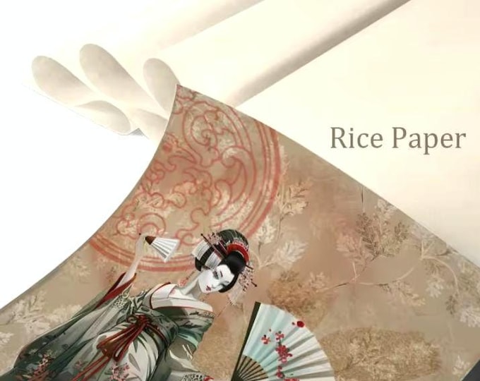 Classical Japanese High Society Rice Paper, Scrapbook, Junk Journal, Decoupage, DIY Cards or Planner Decor, Gift Wrap, 8 pieces
