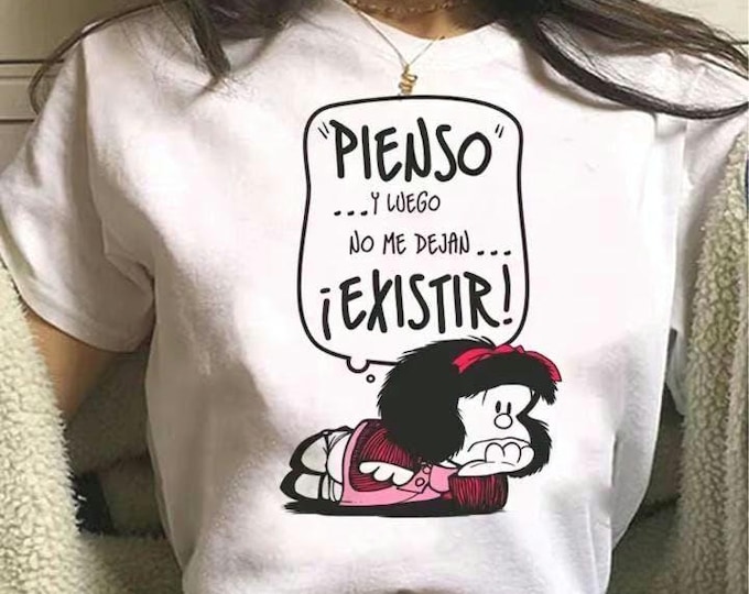 Mafalda Brainstorms T-shirt, Latin Spanish Icon, Funny top, Cultura and Language, Comic T-shirt, Make Smiles, Adult or Child
