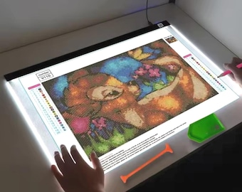 Thin LED Travel Drawing Pad, Protect Vision for Diamond Painting, Sketching Fabric, Sewing, Xstitch, Architect Design, Adjustable USB Light