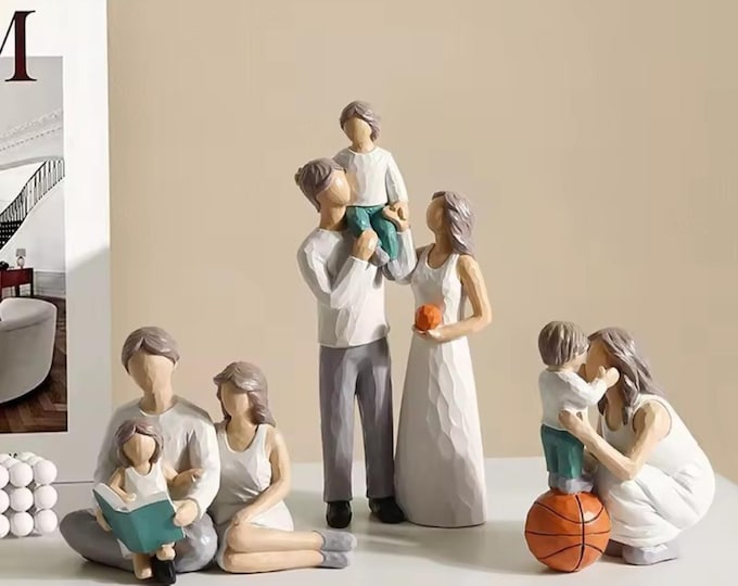 Holiday Figurine, Loving Family Embraces, Resin Holiday Table Decor, 3.3x5 inches, Choose a Style, Thanksgiving or Christmas Dolls