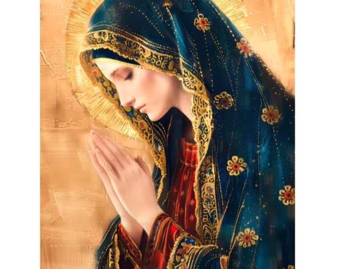 DIY Diamond Paint Thanksgiving Prayer Kit, 5D Round Drill, Many Sizes, Bright DMC Colors, Religious Art, Faith in Art, Three Kings Day gift