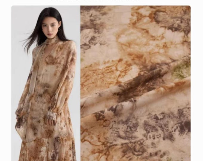 Fabric, Printed Chiffon, Abstract Floral, Evening Gown, Light Dress, Shirt, Collages, Crafts, 148cm Wide, Sold By Half Meter, Soft, Sew Gift