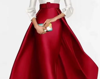 Formal Dress, New Year Eve Gala or All Year, Satin Gown, Customize the Color and Size, Floor Length, High Waist, V neck, Sash, Tailored