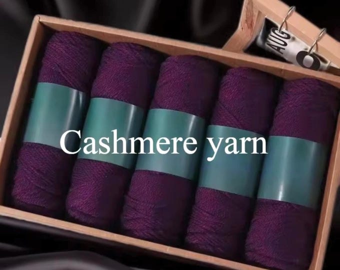 5 Set Cashmere Alpaca Wool Yarn in Box, Royal Purple, Crochet, Medium Thick, High Grade Handwoven, 500 grams Bundle, DIY Stocking Stuffer