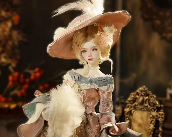 Art Doll Customizable, Gilded Age, Jane Austen, Handmade, Full Set,  Choose Eye Color, Makeup applied, 17 inch, Poseable BJD 1/4