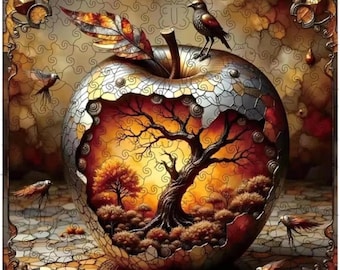 Wooden Jigsaw Puzzle, Autumn Season, 5mm Thick, Nature Lovers, Party Fun, Preserve as Decor