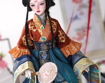 Asian Art Doll, Wei Jin Dynasty Hanfu Costume, Handmade BJD, Styled Wig, 17 inch, Full Set, Poseable Ball Jointed, Delicate Details