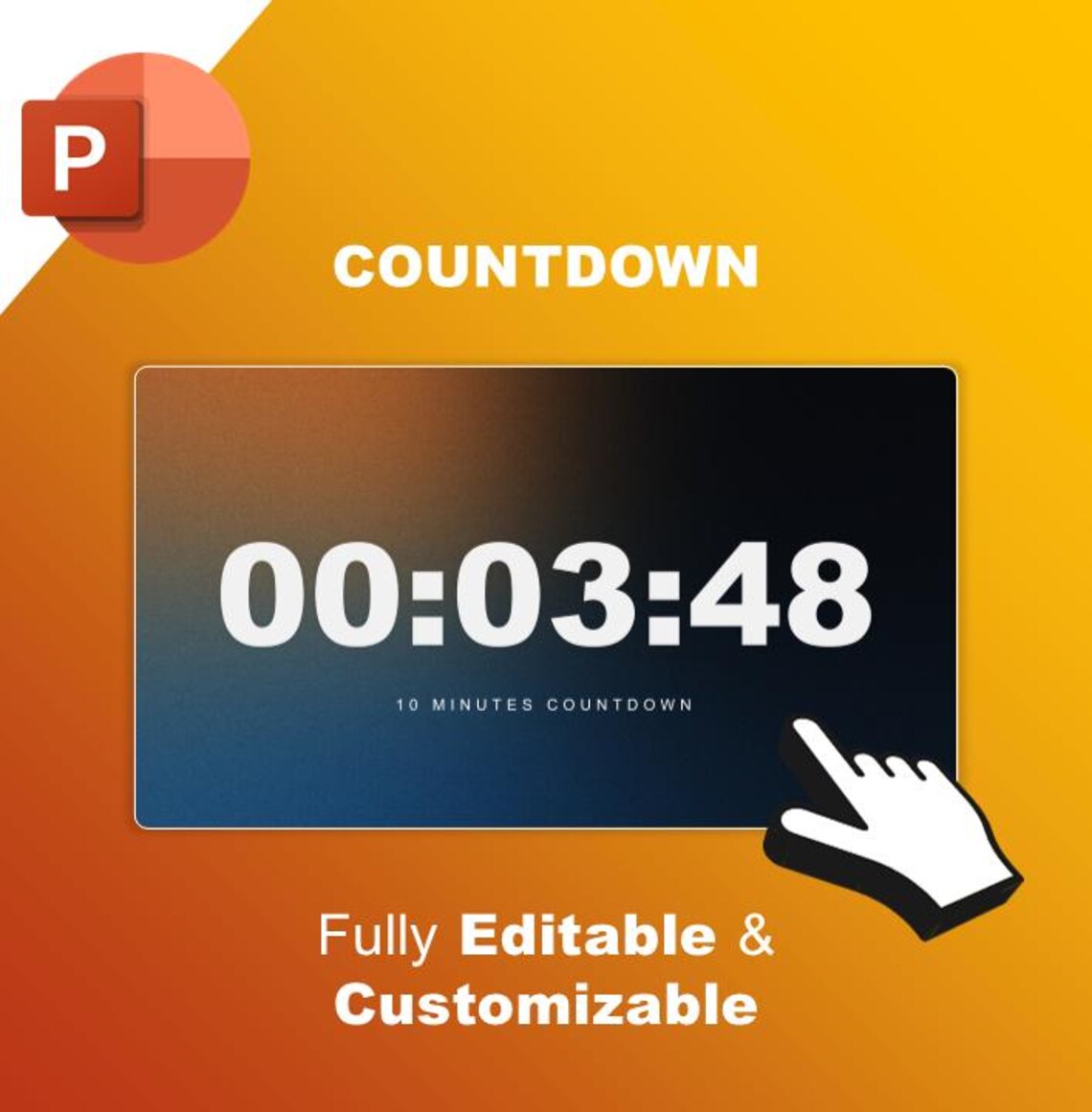 Editable Countdown Timer Powerpoint Customizable For Presentations 
