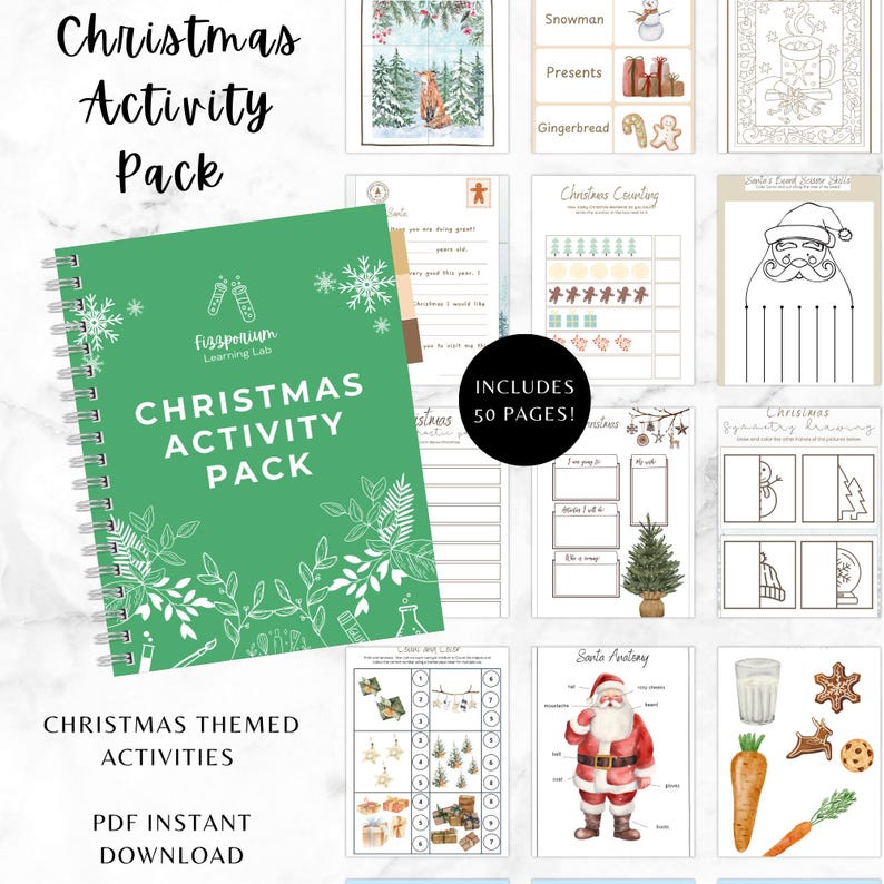 Christmas Activity Printable Pack: Fun Learning for Kids Ages 3-10 (PDF ...