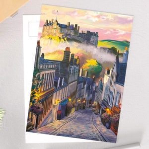 Cartões postais caprichosos de Edimburgo, Escócia - Cena de vila encantadora, presentes de viagem exclusivos, decoração de viagem e casa, cartões de nota, lembranças