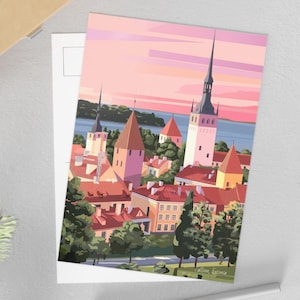 Carte postale avec du charme de Tallinn | Vieille ville historique d'Estonie, Impressions d'art d'architecture européenne, Cadeaux uniques, Objets de collection, Papeterie