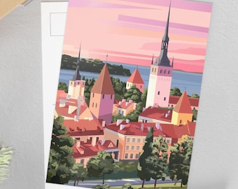 Vykort från Tallinns gamla stad: Estlands arkitekturkonsttryck