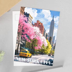NYC Postkarten, New York City Souvenir, Frühlingsreise-Druck, künstlerische Postkarte, Kunstsammlerstücke, einzigartige Geschenke