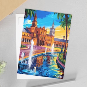 Ansichtkaart Sevilla, souvenir Spanje, ansichtkaarten voor reizen, kunstafdrukken, uniek cadeau, briefpapierset