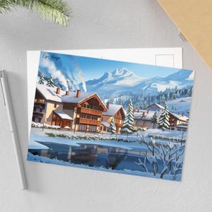 Cartoline, stampe artistiche panoramiche invernali dell'Eiger in Svizzera, biglietti di auguri per le vacanze a Wengen, decorazioni di montagna, articoli di cancelleria alpini