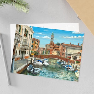 Cartoline artistiche di Venezia, opere d'arte sui canali italiani, scene vintage di Venezia, souvenir di viaggio, decorazioni per la casa, idee regalo