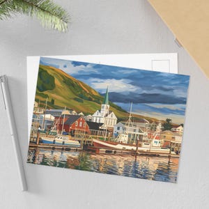 Cartoline di Húsavík - Arte panoramica islandese, viste nautiche, splendido regalo per gli amanti dell'arte, ispirazione di viaggio, arredamento per la casa, arte da collezione
