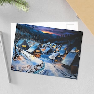 Cartoline d'epoca di villaggi giapponesi, souvenir di viaggio in Giappone, biglietti di auguri con paesaggi asiatici, articoli di cancelleria tradizionali giapponesi, stampe artistiche