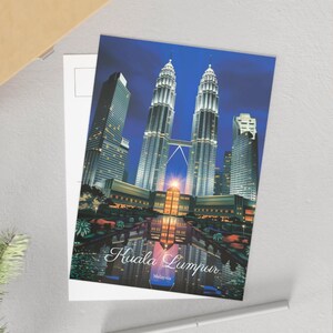 Postkaarten Maleisië KL, artistieke reiskaarten met Kuala Lumpur, kunstcadeaus, kaarten voor verzamelaars