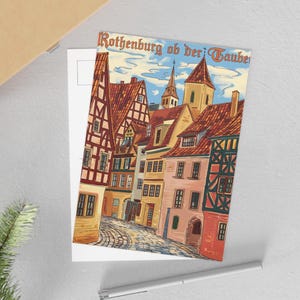 Rothenburg ob der Taube Fine Art Postkarten, Vintage Illustration, Reise Souvenir, Wand Kunst, Geschenk für Kunstliebhaber, Home Decor