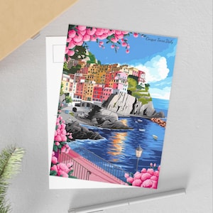 Postkarte, Cinque Terre Italien Kunstsammlerstücke, Malerische Grüße, Geschenke für Reiseliebhaber, Italien-inspirierte Souvenirs, Kunstdrucke