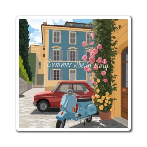 Italian Summer Vibe Magnet, Refrigerator Decor, Travel Souvenir, Floral Kitchen Accessory, Unique Gift Idea