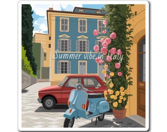 Italian Summer Magnet: Floral Refrigerator Decor, Travel Souvenir