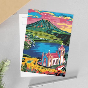 Postais dos Açores, Obras de Arte Cênicas de Portugal, Cartões de Lembrança de Viagem, Papelaria com Tema de Natureza