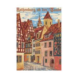Rothenburg ob der Taube Art Postcards: Vintage Travel Illustration