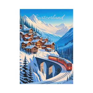 Swiss Winter Postcards & Vintage Style Travel Cards, Scenic Switzerland Prints, Holiday Greeting Cards, Art Prints, Fine Art Postcards