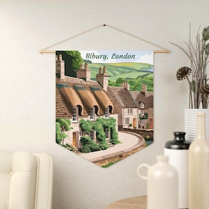 Art mural Bibury Londres - impression campagne anglaise - décoration de village confortable - affiche de voyage au Royaume-Uni - cartes postales